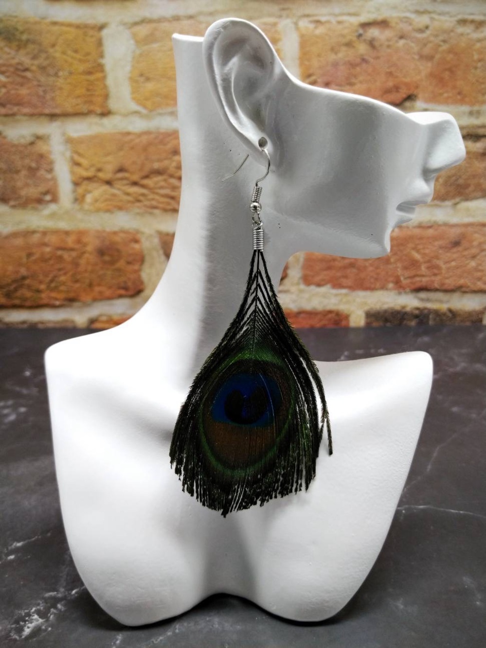 Peacock Feather Statement Drop Earrings 🦚